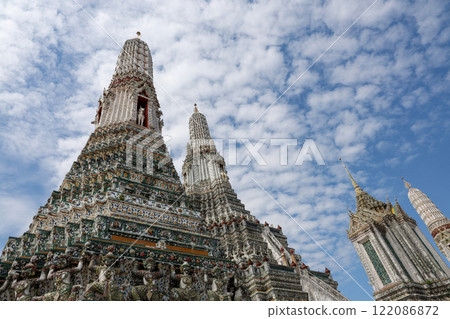Pagoda in Wat Arun temple is temple landmark near Chao Phraya river at Bangkok Thailand 122086872