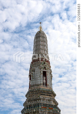 Pagoda in Wat Arun temple is temple landmark near Chao Phraya river at Bangkok Thailand 122086883