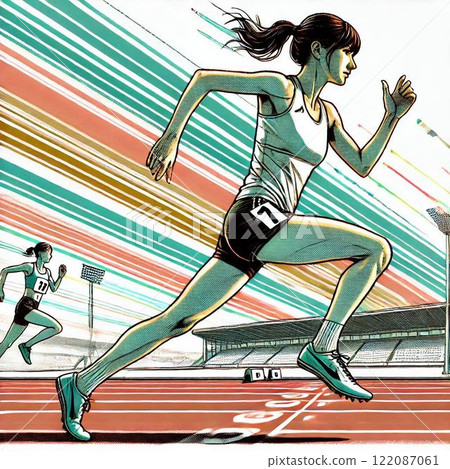 Illustration of a female track and field athlete 122087061