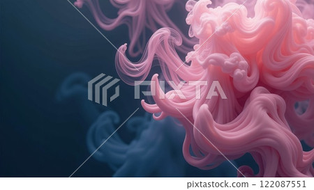 Abstract background with gray and pink fantasy steam, smoke clubs, mysterious waves 122087551