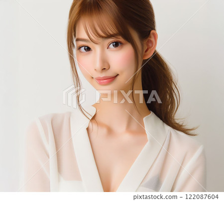 Beautiful woman in white blouse Beautiful woman in white blouse 122087604
