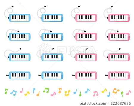 可愛鍵盤口琴插畫素材集 可愛鍵盤口琴插畫素材集 122087686