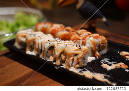 Catering buffet for events in a restaurant or hotel. Food styling and restaurant meal serving. Catering buffet for events in a restaurant or hotel. Food styling and restaurant meal serving. 122087723