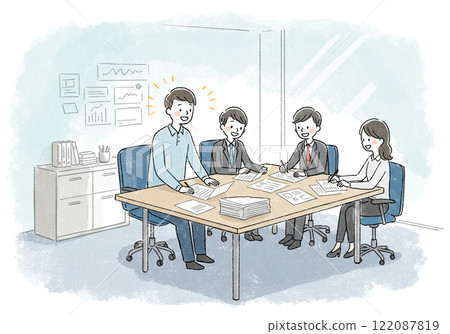 Men and women having a meeting in the office 122087819