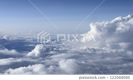 Cloudscape. Blue sky and white clouds. Panoramic view 122088080