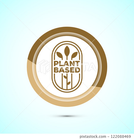 Plant based product icon design illustration. plant based food, natural ingredients. Button design 122088469