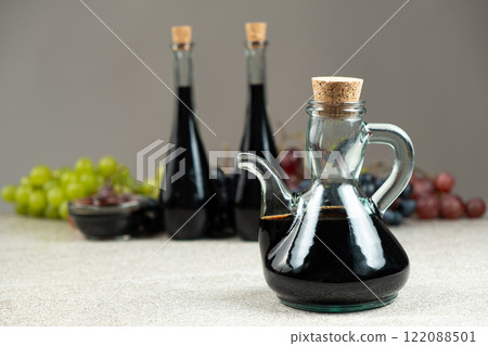 Natural Balsamic Vinegar In Glass Cruet With Cork 122088501
