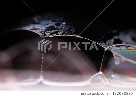 Bright liquid surface in macro, white colors, surrealistic background, fantastic smooth movement, water surface, spectrum texture 122088580