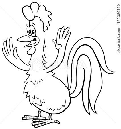 happy cartoon rooster farm animal character coloring page happy cartoon rooster farm animal character coloring page 122089110