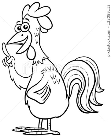 funny rooster chicken farm animal character coloring page 122089112