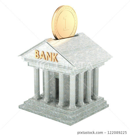 Bank Building as Piggy Bank, 3D rendering Bank Building as Piggy Bank, 3D rendering 122089225