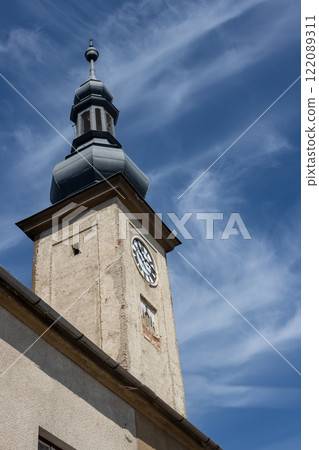 Old town hall with a tower, Zabreh, Czech republic 122089311