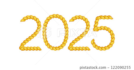 2025 gold twisted rope number. Thin cord realistic text 122090255