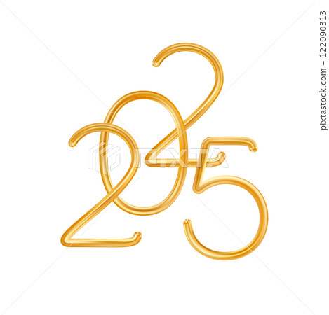2025 Gold Thin Realistic New Year Number. 2025 Gold Thin Realistic New Year Number. 122090313