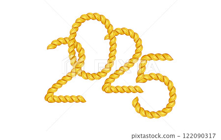2025 gold twisted rope number. Thin cord realistic text 122090317