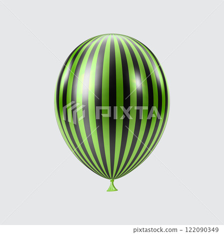 3D Black Green balloon. Realistic glossy balloons. Strip pattern. 3D Black Green balloon. Realistic glossy balloons. Strip pattern. 122090349
