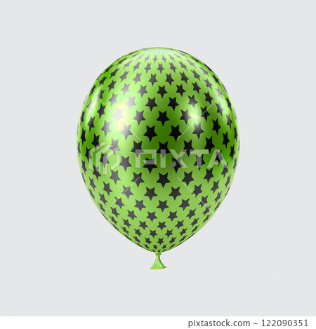 3D Black Green balloon. Realistic glossy balloons. Star pattern. 3D Black Green balloon. Realistic glossy balloons. Star pattern. 122090351