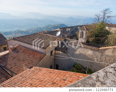 Republic of San Marino. ancient fortress on the mountain 122090773