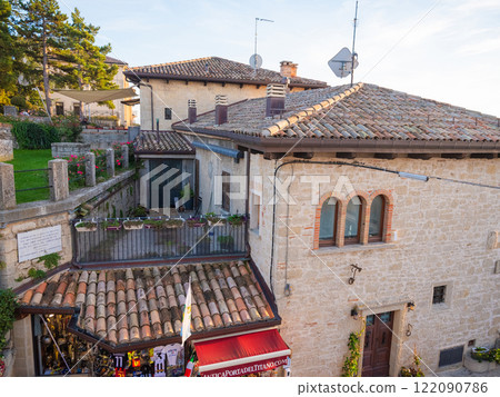Republic of San Marino. ancient fortress on the mountain 122090786