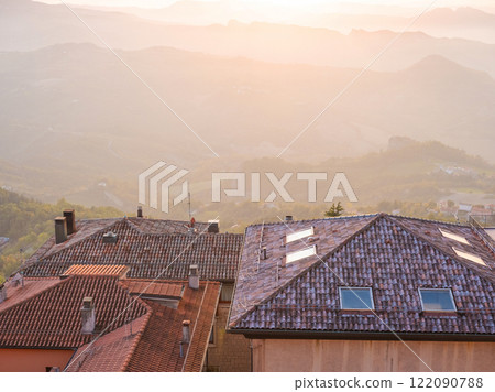 Republic of San Marino. ancient fortress on the mountain Republic of San Marino. ancient fortress on the mountain 122090788