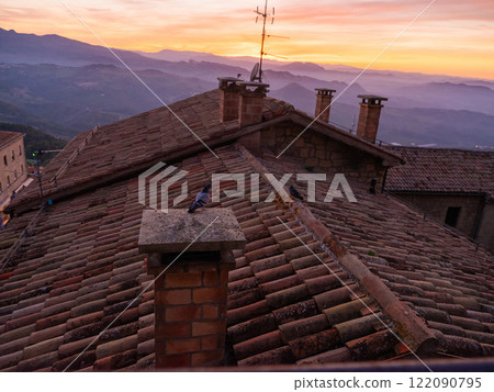 Republic of San Marino. ancient fortress on the mountain 122090795