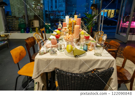 beautifully set table for a party 122090848