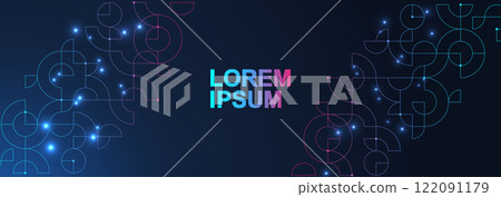 Bauhaus geometric pattern background. Vector abstract trendy bauhaus pattern for header, web banner, website, presentation 122091179