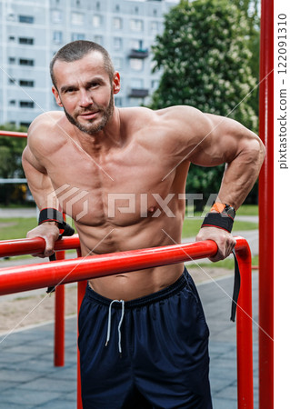 Man during his workout on the street 122091310