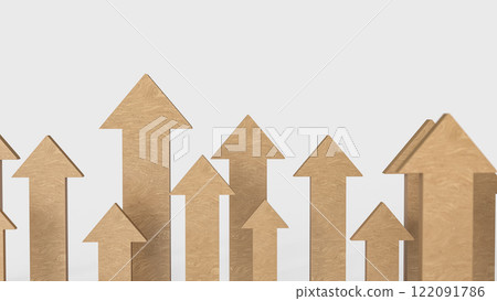 The Wood arrow up on white Background for Business concept 3d Rendering. 122091786