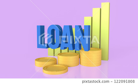 The Loan text and coins for Business concept 3d Rendering. 122091808