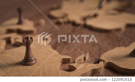 The Chess on world map for Business concept 3d Rendering. 122091818