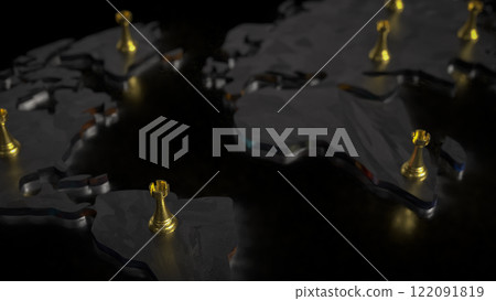 The Chess on world map for Business concept 3d Rendering. The Chess on world map for Business concept 3d Rendering. 122091819