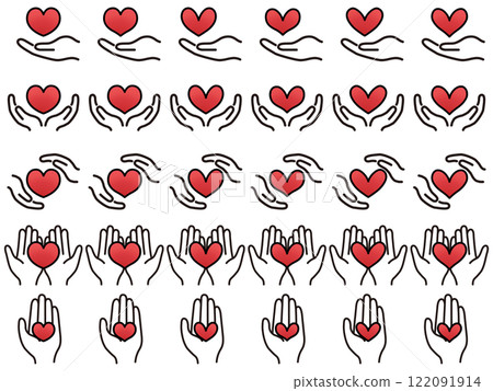 Simple red heart illustration set 122091914