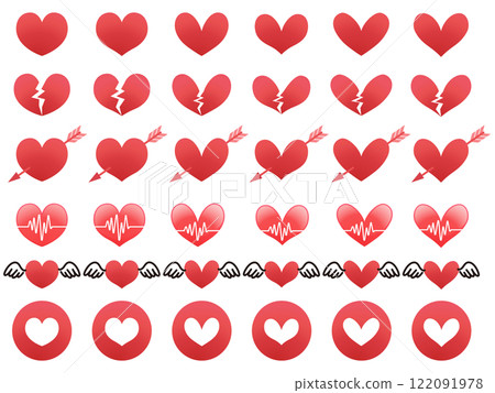 Simple red heart illustration set Simple red heart illustration set 122091978