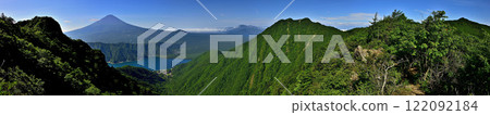從禦坂連峰的十二公婆可以眺望夏季的富士山、禦坂連峰和西湖。 122092184