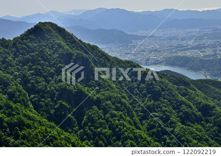 從禦坂山鬼嶽山頂眺望夏季的十二岳。 122092219