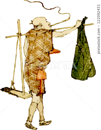 An old man returning home after working in the fields 122092451