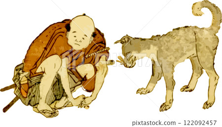 A man confides his worries to a stray dog A man confides his worries to a stray dog 122092457