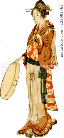 A woman carrying a basin to the laundry room 122092463