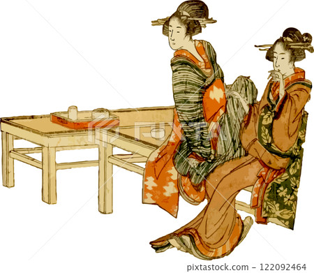 兩個女人在茶館玩得開心 122092464