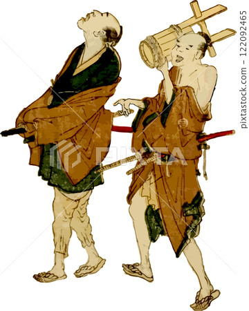 Two men walking around aimlessly 122092465