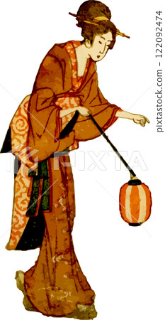 Woman holding a festival lantern 122092474