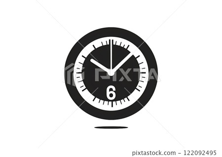 Clock showing half past five on white background Clock showing half past five on white background 122092495
