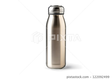 Reusable stainless steel water bottle isolated on white background Reusable stainless steel water bottle isolated on white background 122092499