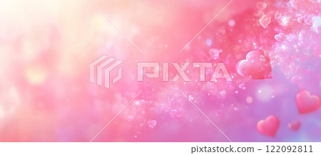Romantic Pink Hearts Background, Soft, Glowing, Valentine's Day love card rose light shiny bokeh 122092811