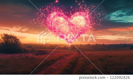 Sparkling Heart Fireworks Sunset Landscape Romantic Nature red sky joy love pink path calm hope Sparkling Heart Fireworks Sunset Landscape Romantic Nature red sky joy love pink path calm hope 122092826
