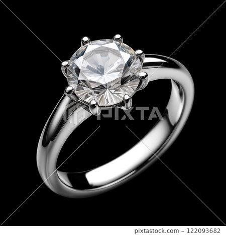 Diamond ring from above, cut out on black background Diamond ring from above, cut out on black background 122093682