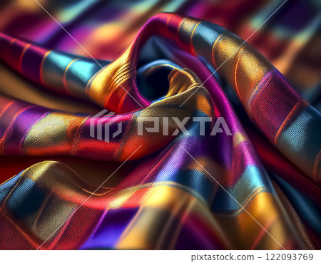 Silk background image material Colorful check 122093769