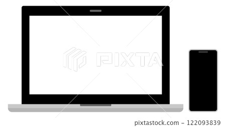 Illustration image of a laptop and smartphone Simple Gray Black Illustration image of a laptop and smartphone Simple Gray Black 122093839