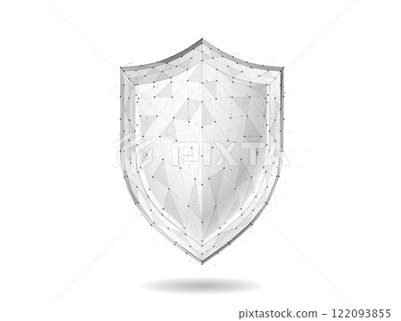 Shield. Abstract vector 3d shield isolated on blue. Data protection, business security, system safety, web secure concept. Antivirus Shield. Abstract vector 3d shield isolated on blue. Data protection, business security, system safety, web secure concept. Antivirus 122093855